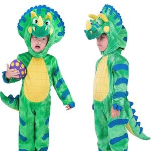 Triceratops Dinosaur Costume with Toy Egg for Kid Halloween Dress Up Dinosaur